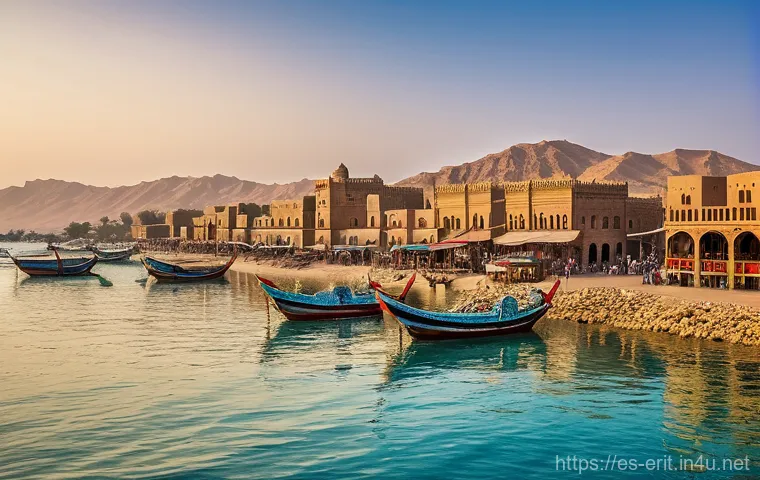 에리트레아와 홍해의 연관성 - **A Vibrant Ancient Port on the Red Sea:**
A detailed, panoramic view of an ancient bustling Eri...