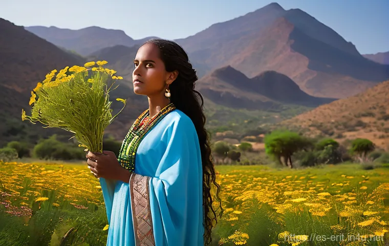 에리트레아의 신화 이야기 - **Prompt 1: The Divine Breath of Ona, Earth Spirit of Eritrea**
"A breathtaking, vibrant image d...