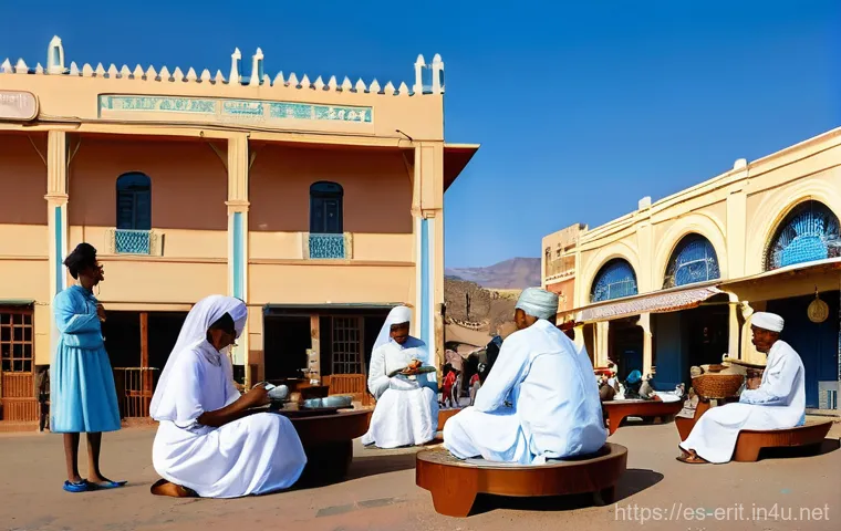 에리트레아 여행 안전 수칙 - **Asmara's Art Deco Afternoon Coffee Scene**
A vibrant and serene image capturing the unique arc...