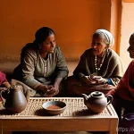 Home 16 에리트레아 가족 문화 - **Prompt for the Eritrean Coffee Ceremony:**
"A cozy, warm-lit interior of a traditional Eritrea...