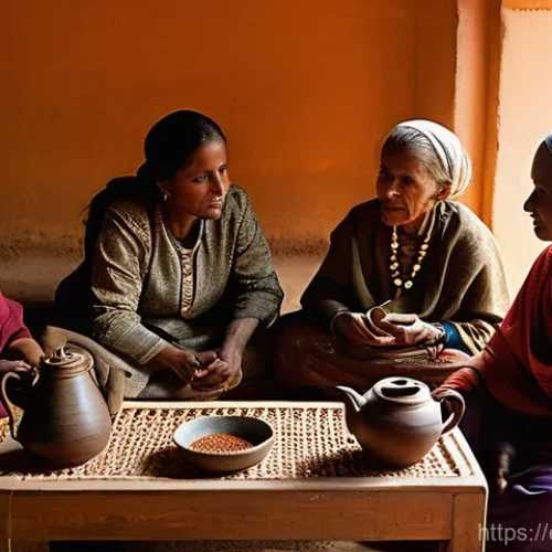 Home 28 에리트레아 가족 문화 - **Prompt for the Eritrean Coffee Ceremony:**
"A cozy, warm-lit interior of a traditional Eritrea...