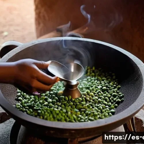 Home 27 에리트레아 커피 문화 - **Prompt 1: The Aromatic Start - Roasting and Grinding**
"A captivating close-up of a traditiona...