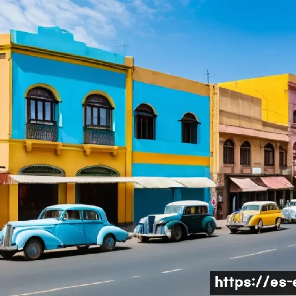 에리트레아의 건축적 걸작 - A vibrant street scene in Asmara, Eritrea, showcasing iconic Art Deco colonial buildings with pastel...