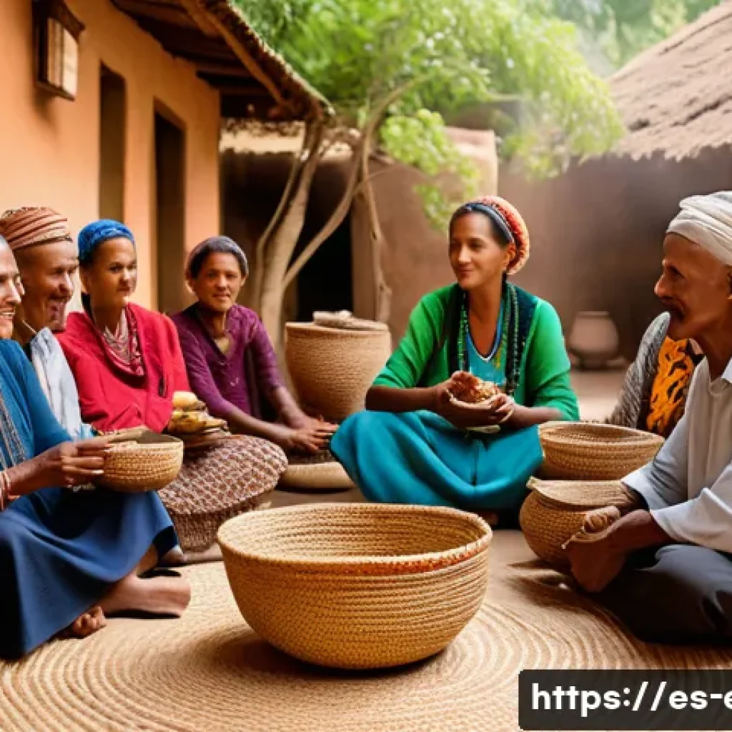 에리트레아의 독특한 풍습 - A vibrant Eritrean coffee ceremony scene set in a traditional home courtyard during daylight, featur...