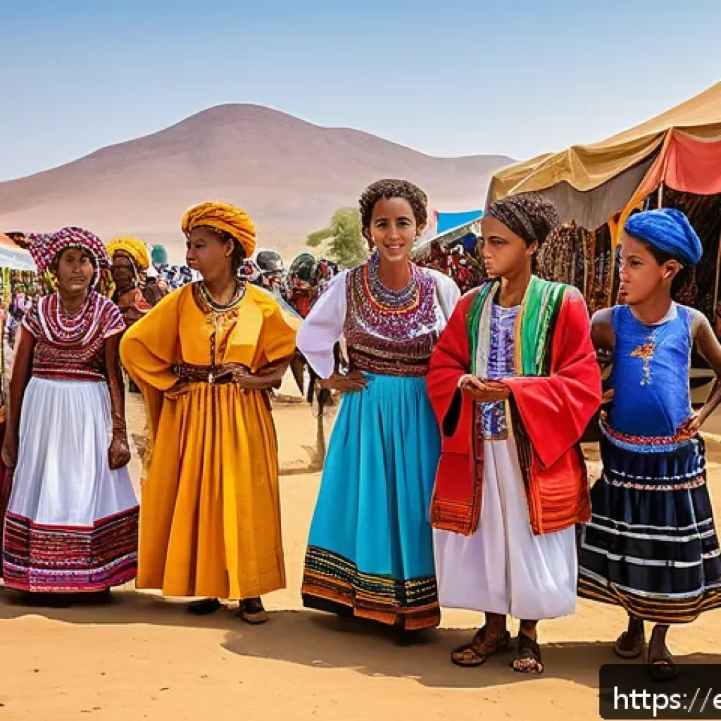 에리트레아와 주변국의 외교 관계 - A vibrant cultural festival scene set in the Horn of Africa, showcasing diverse groups of Eritrean a...