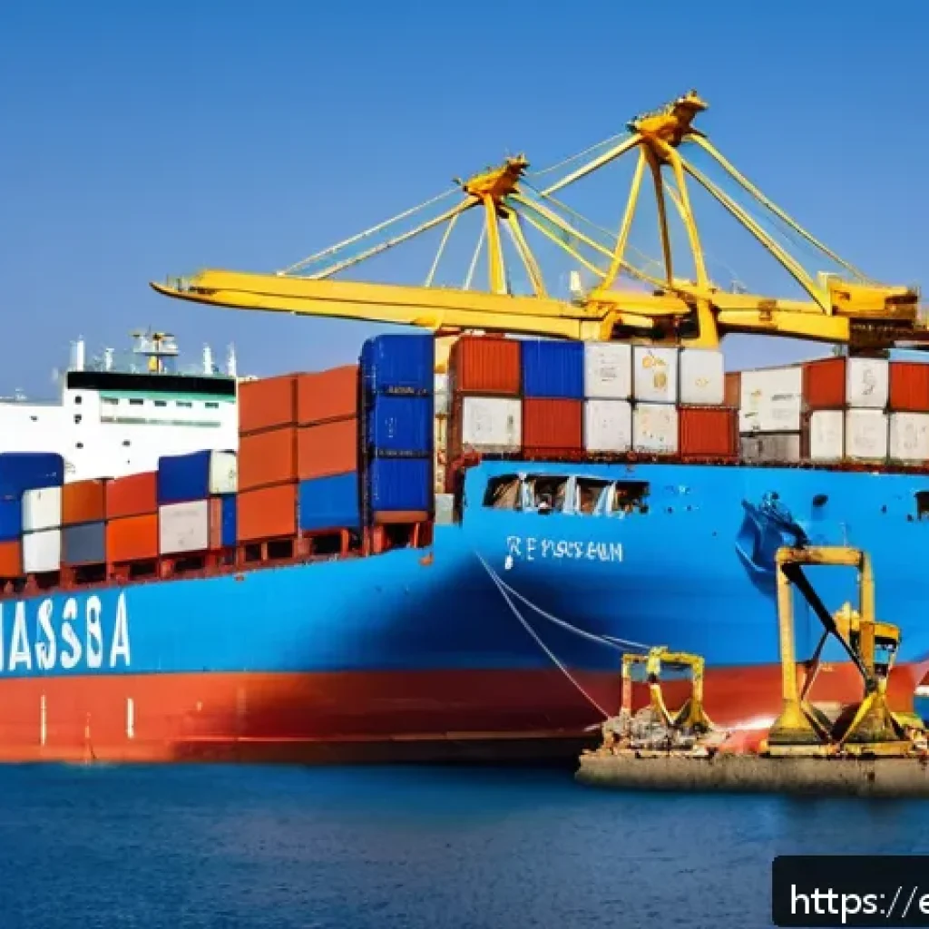 에리트레아의 수출입 품목 - A bustling modern port scene at Massawa, Eritrea, showcasing large container ships docked alongside ...