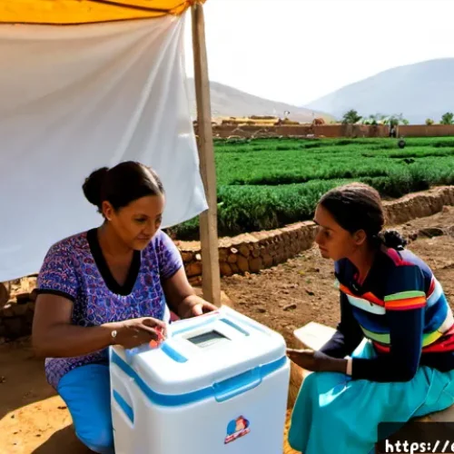 에리트레아에서의 국제 구호 활동 - Photorealistic documentary scene of international humanitarian workers and Eritrean community health...